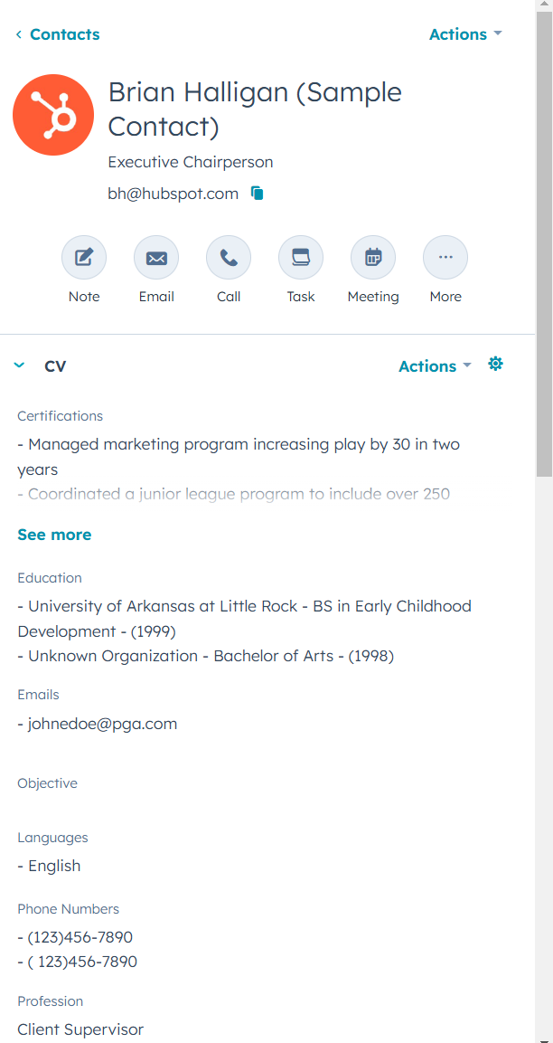 Access CV Information